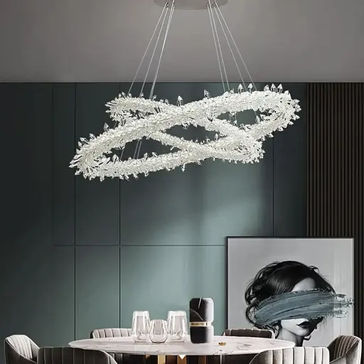 Невероятная хрустальная подвесная люстра Ø 80+60 см Ст. MD9105R-800+600 CH | Line F - фото 1