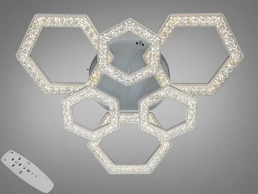 Стельова LED люстра біла 75W 6 модулів з пультом - фото 1
