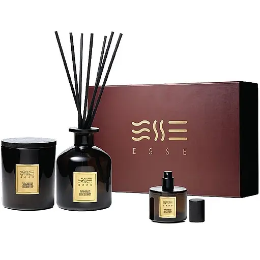 Подарочный набор для ароматизации помещений Esse Selected Vanille Velours (diffuser/250ml + candle/220g + h/parfum/50ml)