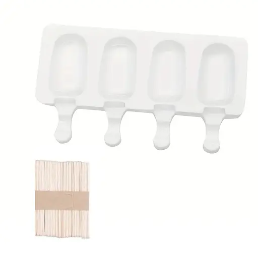 Форма силіконова для морозива Ескімо та євродесертів з паличками (4 комірки) 26х10.5 см, Kitchen Master Білий 87471 - фото 1