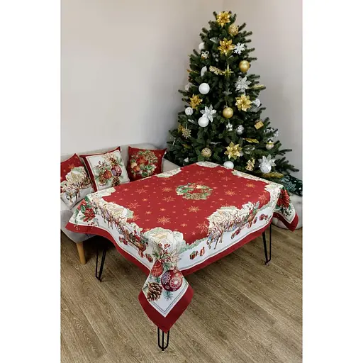Скатертина гобеленова Прованс Present з люрексом 135 x 220 см (41739)