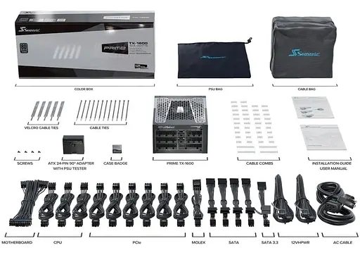 Блок живлення Seasonic Prime TX 1600W ATX 3.0 80+ Titanium (PRIME-TX-1600-ATX30) - фото 9