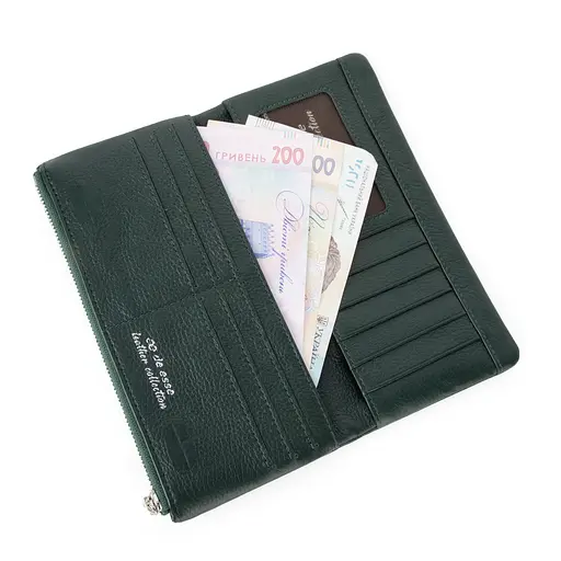Гаманець жіночий шкіряний De Esse LC14098-GD145 на магнітах зелений - фото 2