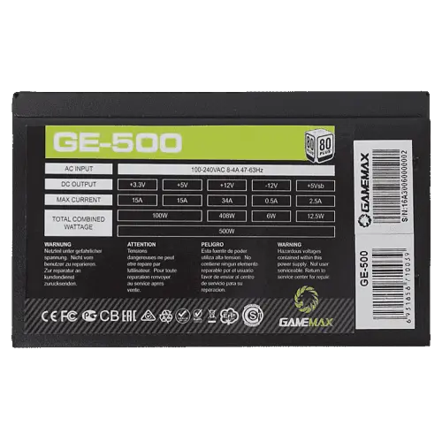 Блок питания GameMax GE-500 500W 80+ (GE-500)