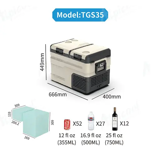 Компрессорный автохолодильник Alpicool TGS35 (38 литров, двухкамерный) - фото 6
