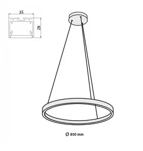 Светильник подвесной KLOODI CIRCLE3528 D800 90W 4К BK - фото 3