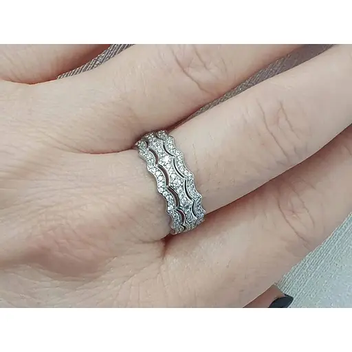 Серебряное кольцо Агни Шелест волн с фианитами. 1604/1Р-CZ 18 17 - фото 2