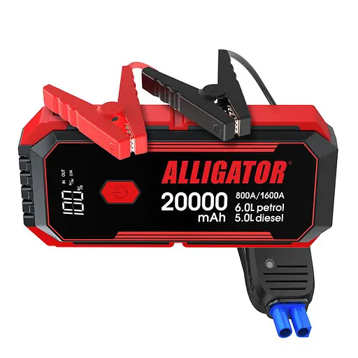 Бустер (пусковое устройство) Alligator Jump Starter 800A/1600A 20000mAh со Smart-клеммами(JS843)