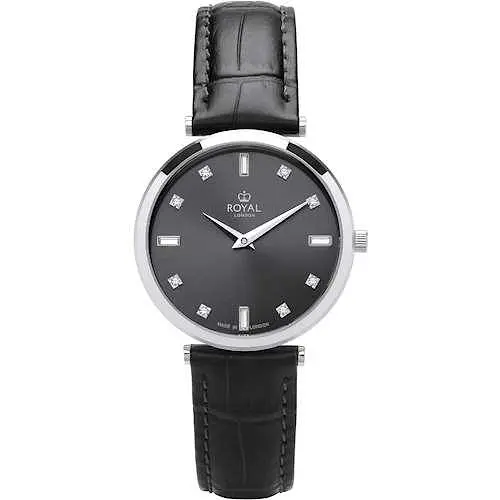 Круглые женские наручные часы Royal London 21477-01 кварцевые с кожаным ремешком