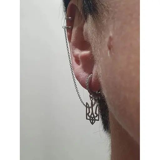 Срібна моносережка Ірій з каффою на хелікс Тризуб. 40024.2 - фото 3