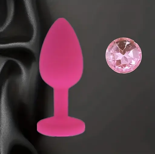 Анальна пробка з кристалом, рожева маленька S - фото 9