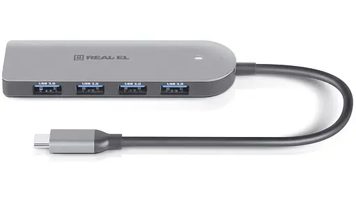 USB-Хаб Real-EL CQ-415 Space Grey UAH (EL123110001) - фото 1