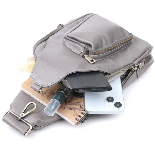 Женская сумка Vintage из экокожи с акцентом на текстильную лямку 18х33х10 см sum0026969 - фото 7