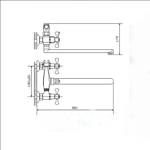 Змішувач для ванни Udis DTZ7-A827 D4Q двовентильний 30412 - фото 2