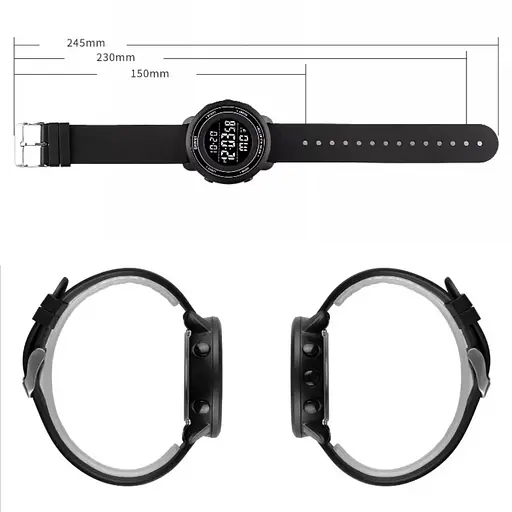 Спортивний чоловічий годинник Skmei 1736 (Чорний з чорним циферблатом) - фото 9