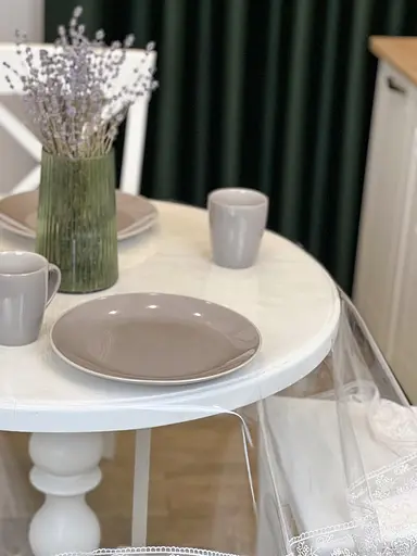 Силіконова скатертина з білим мереживом Блюмарин 10 см 340х150 см - фото 6