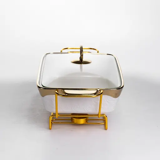 Мармитница фарфоровая Yiwu 1.5 л на металлической подставке с подогревом 35.5х19х15.5 см мармит для первых блюд HNG-112-13 - фото 4