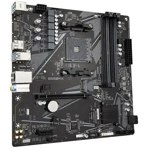 Материнская плата Gigabyte AM4 (B550) B550M K, B550, 4xDDR4, Int.Video(CPU), 4xSATA3, 2xM.2, 1xPCI-E 16x 4.0, 1xPCI-E 1x 3.0, ALC887, 6xUSB3.2/6xUSB2.0, HDMI/DP, MicroATX - фото 3