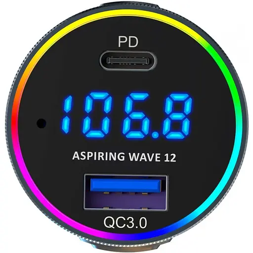 Автомобільний FM-трансміттер Aspiring Wave 12 48W PD LED/Bluetooth/microSD/QC3.0,USB-C 30W - фото 2