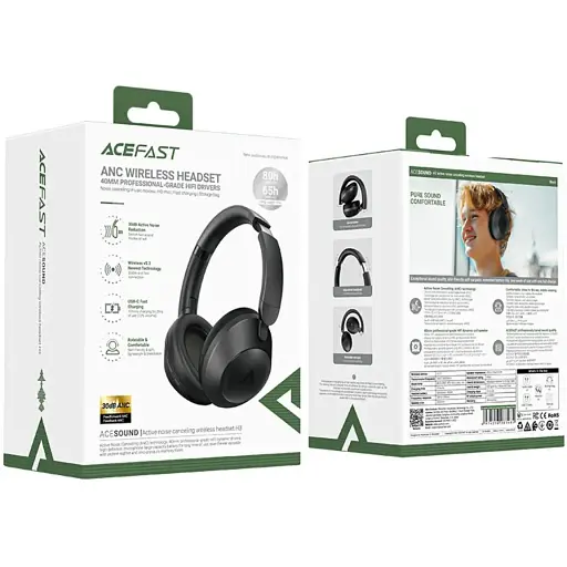Наушники Acefast H3 active noise canceling wireless headset Black - фото 8