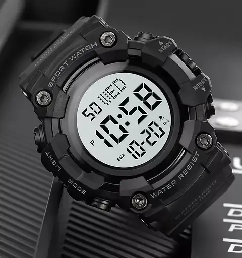 Тактические мужские часы Skmei 1968 Черный с белым циферблатом - фото 5