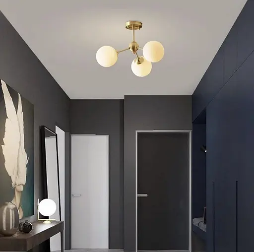 Підвісний/стельовий світильник з білими плафонами Line.F AOC 9/3 GD - фото 9