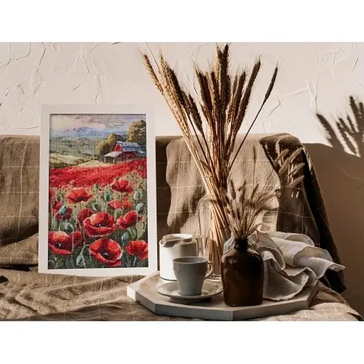 Набор для вышивки крестиком "Маки на закате" AH-221 с пяльцами. - фото 5