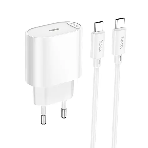 Адаптер сетевой HOCO Type-C to Type-C 1Type-C, 3A/20W, PD/QC - фото 1