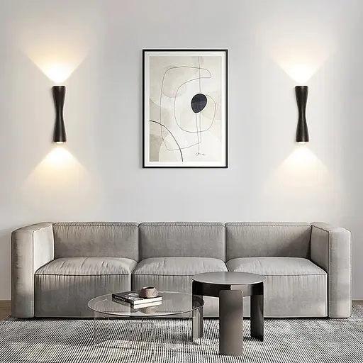 Сучасне бра ANIKA у чорному корпусі Line F WB 2-6*240 BK - фото 1