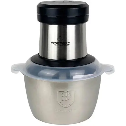 Блендер измельчитель Crownberg СВ-8987 2 л металл с чашей чоппер для мяса и овощей 500 Вт Серый - фото 1