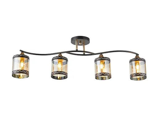 Люстра стельова на 4 плафони 6380-4 (Чорний+Золото)