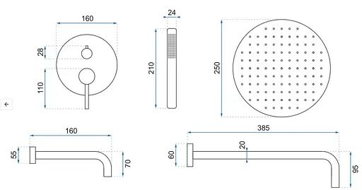 Душова система прихованого монтажу Rea Lungo + Box з виливом rose gold REA-P6610, Теплий захід сонця - фото 5
