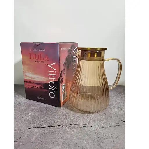 Кувшин стеклянный Vittora Hola 1.5 л VT-5904-1500 (135074) - фото 5