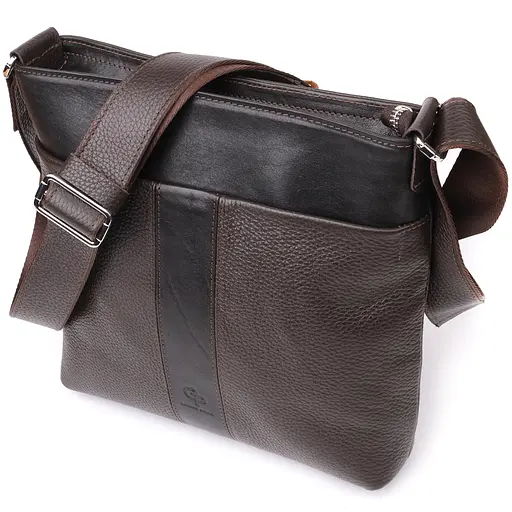 Стильна сумка через плече для чоловіків із натуральної шкіри GRANDE PELLE 26х27х6 см sum0027509 - фото 1