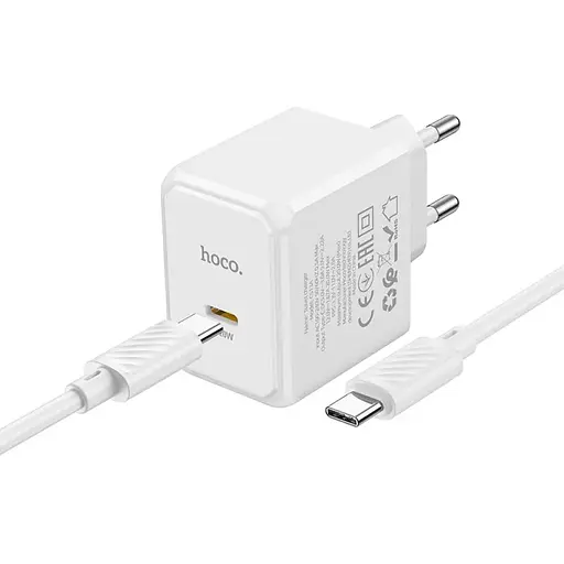 Сетевое зарядное устройство Hoco CS13A Ocean PD20W Type-C to Type-C White - фото 2