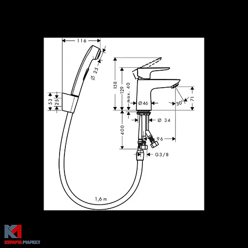 Змішувач Hansgrohe Talis E 110 для умивальника з гігієнічною лійкою 71729000, Хром - фото 2