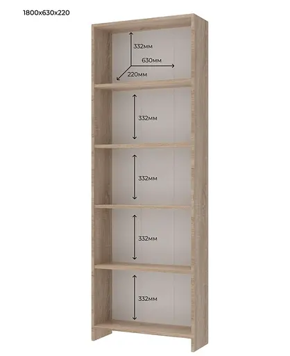 Етажерка Велика Doros Дуб Cонома 61х22х180 (40515972) - фото 2