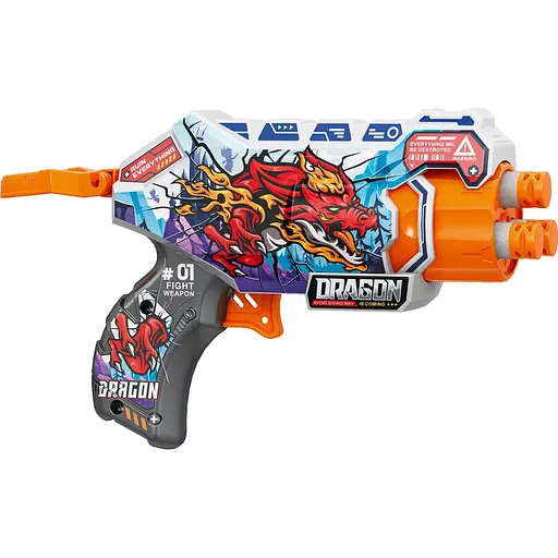 Игрушечный детский пистолет мех. с барабаном и мягким. патронами (4 шт.) (дракон) (15 х 11см) - фото 1