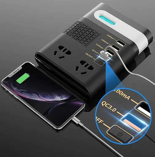 Автомобильный инвертор Asometech 12V 220V 200w Сетевой фильтр - фото 7