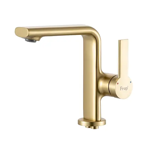 Змішувач для умивальника литий вилив золото Frap F1088-3 Золотий - фото 1
