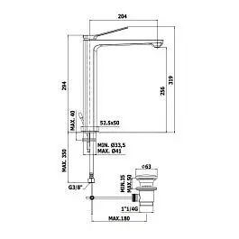 Смеситель для раковины высокий Paffoni Tilt с донным клапаном steel TI085ST, Нержавеющая сталь - фото 2
