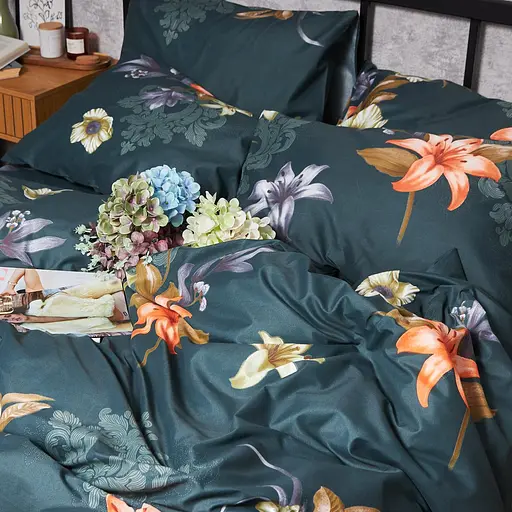 Комплект постельного белья Moon&Star Микросатин Premium Floral Nocturne Семейный 160х220х2 наволочки 2х70х70 - фото 3