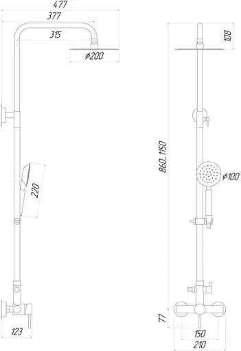 Душова система Globus Lux Alpen SUS-SH-05, Нікель - фото 5