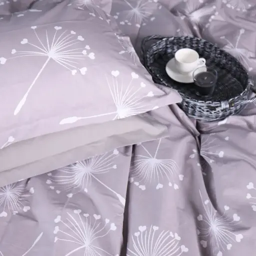 Простыня на резинке MirSon Поплин 00-3 Grey Dandelions 140х190 см серая (2200009701832) - фото 5