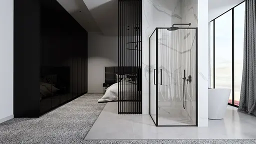 Душевая кабина Rea Abra 90x90 black mat REA-K5502, Черный матовый, Универсальная, прозрачная - фото 3