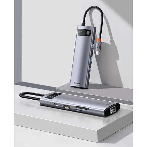 USB-хаб Baseus Metal Gleam Series 8-in-1 Multifunctional Type-C HUB Space Gray (CAHUB-CV0G) [77937] - фото 8