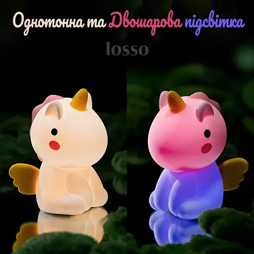 Нічник силіконовий дитячий Єдиноріжка LOSSO Unicorn JX-19 - фото 3