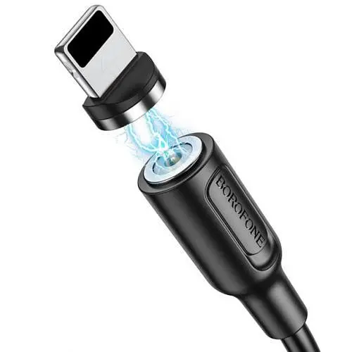 Кабель USB AM - Lightning, 1 м, чорний, Borofone BX41, 2.4A, магнітний конектор - фото 1