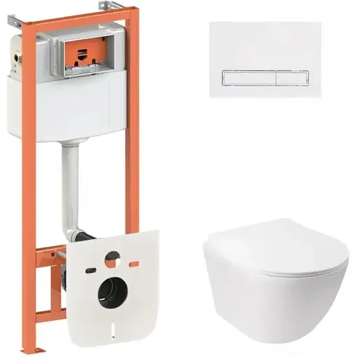 Набір Q-tap інсталяція 3 в 1 Nest QT0133M425 з панеллю змиву лінійною QT0111M08V1384W + унітаз з сидінням Jay QT07335176W - фото 1