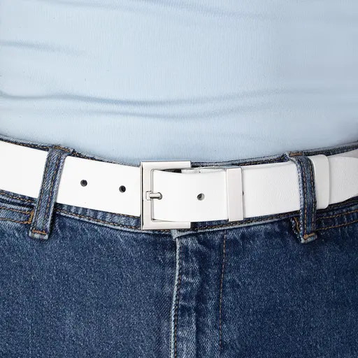 Ремінь жіночий шкіряний JK-3023 white-2 під джинси білий (120 см) - фото 5